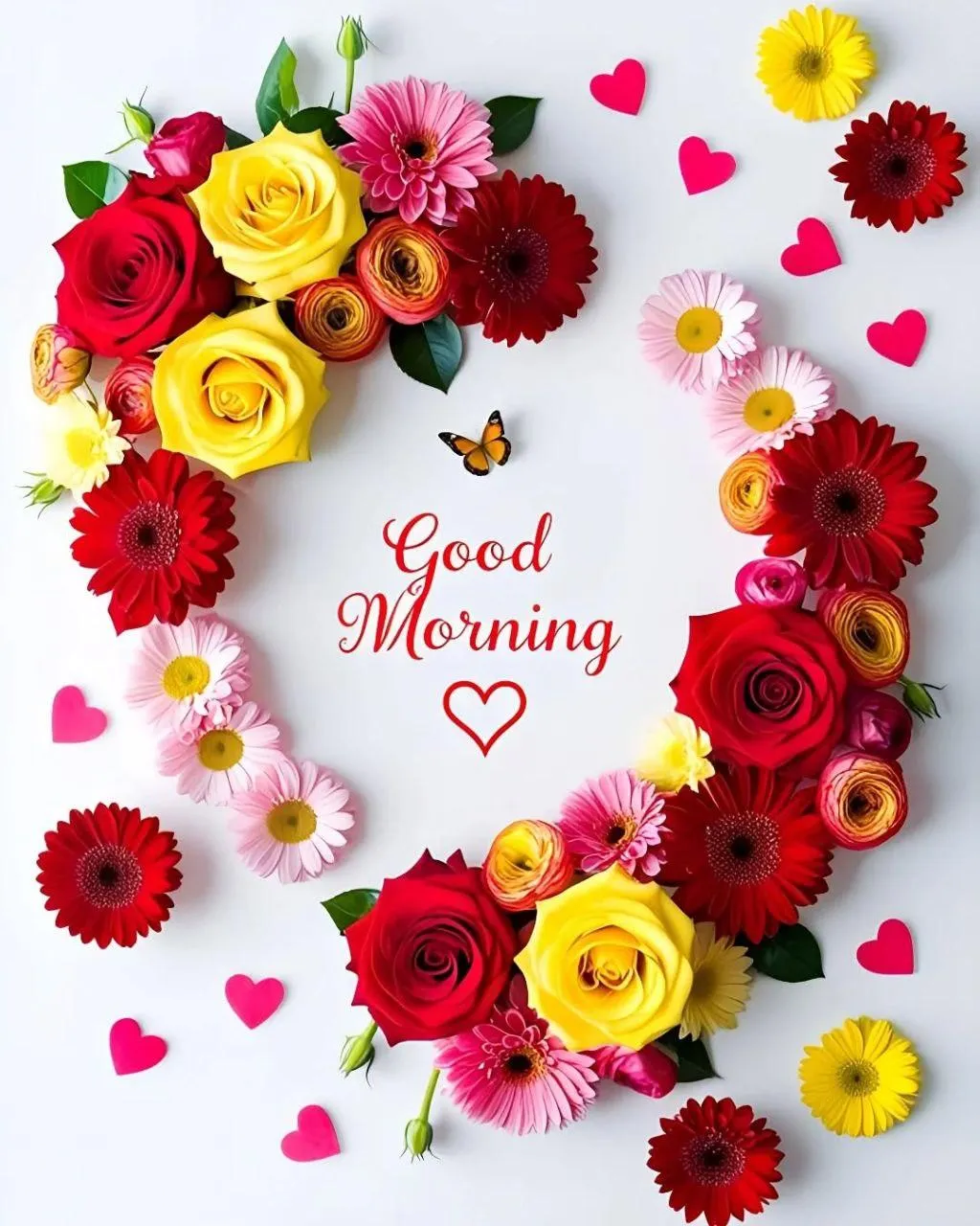 Red Flowers Wishing a Colorful and Cheerful Morning