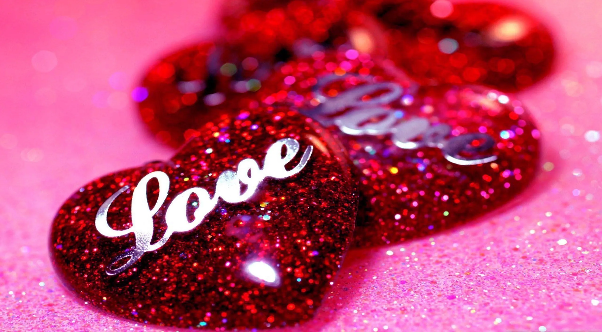 Red Glitter Hearts Symbolizing Joy and Valentine Love