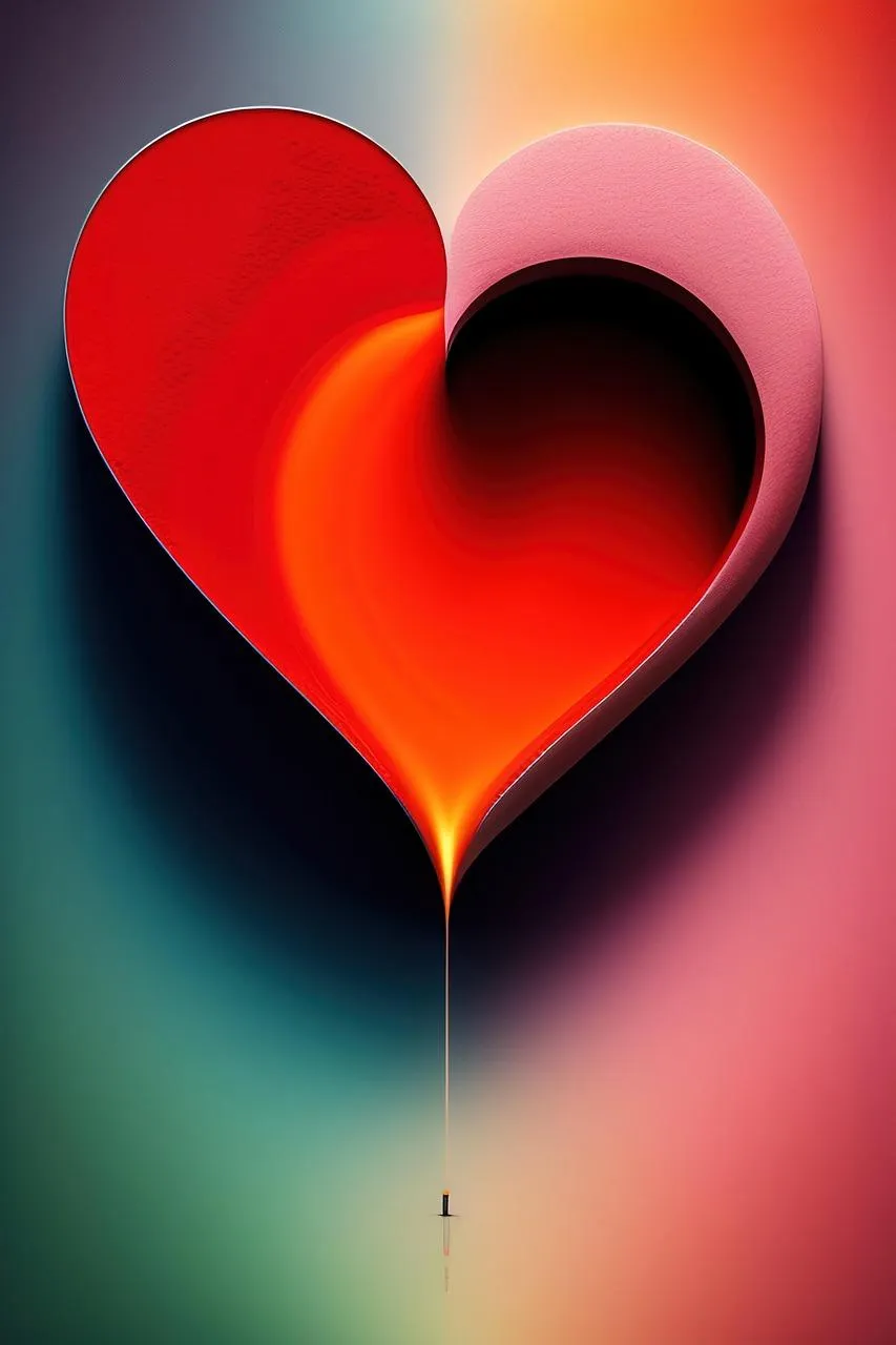 Red Heart Balloon Floating in Warm Light Art Wallpaper