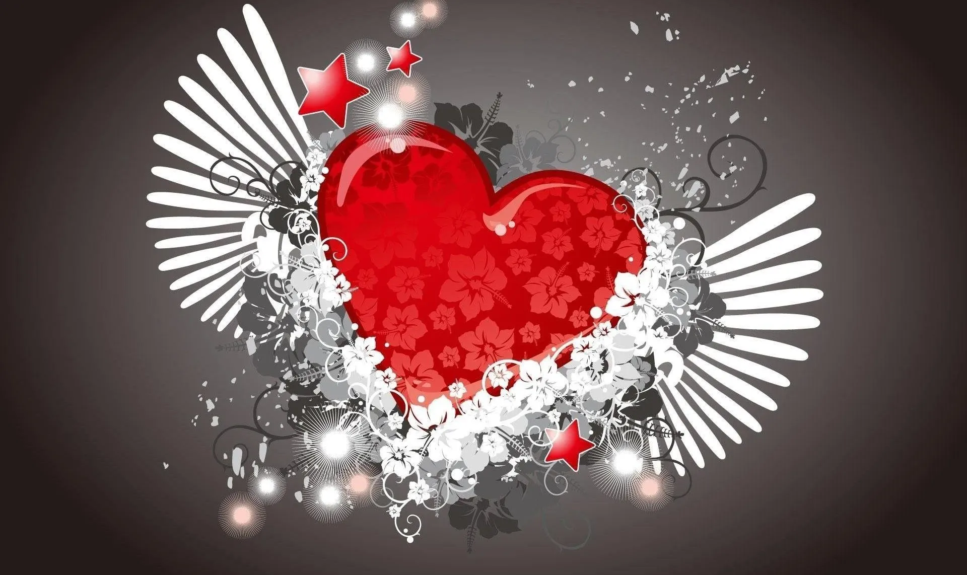 Red Heart with Angel Wings Representing Love Wallpaper