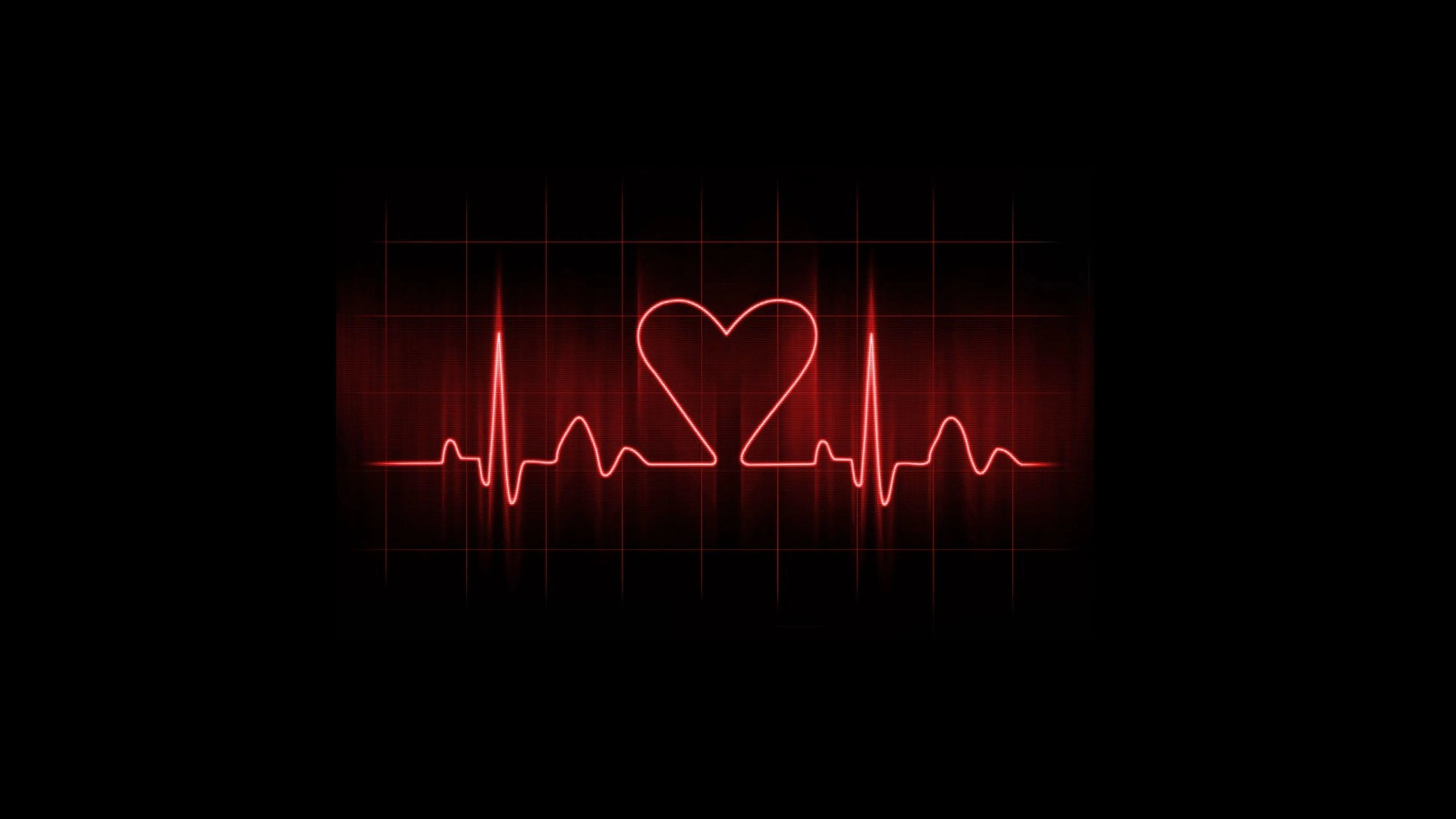 Red Heartbeat Line Expressing Love and Life Energy Wallpaper
