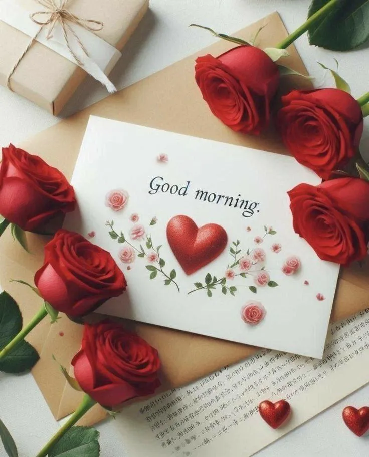 Red Hearts and Envelope for Romantic Morning Vibe Wallpaper