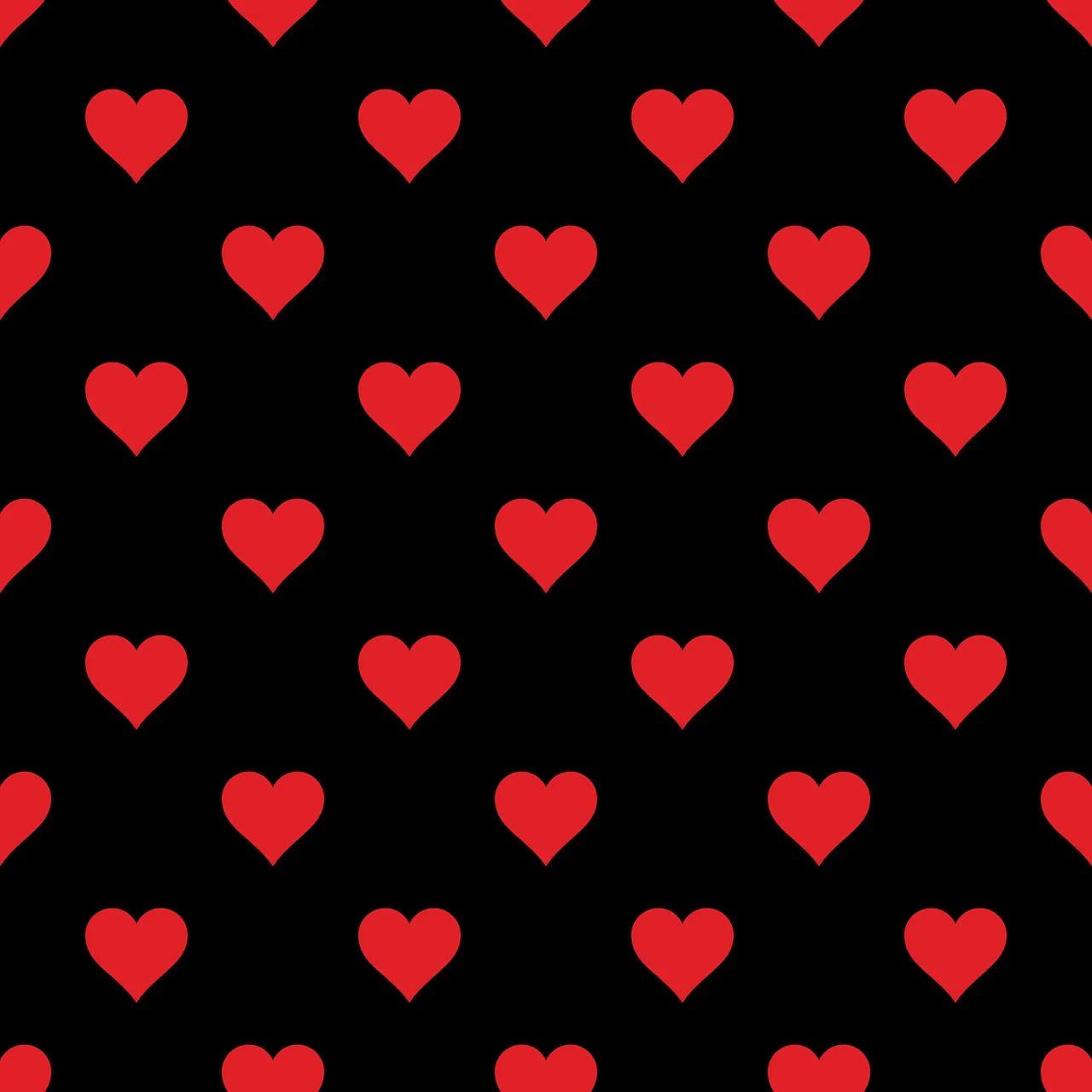 Red Hearts on Black Background Expressing True Affection