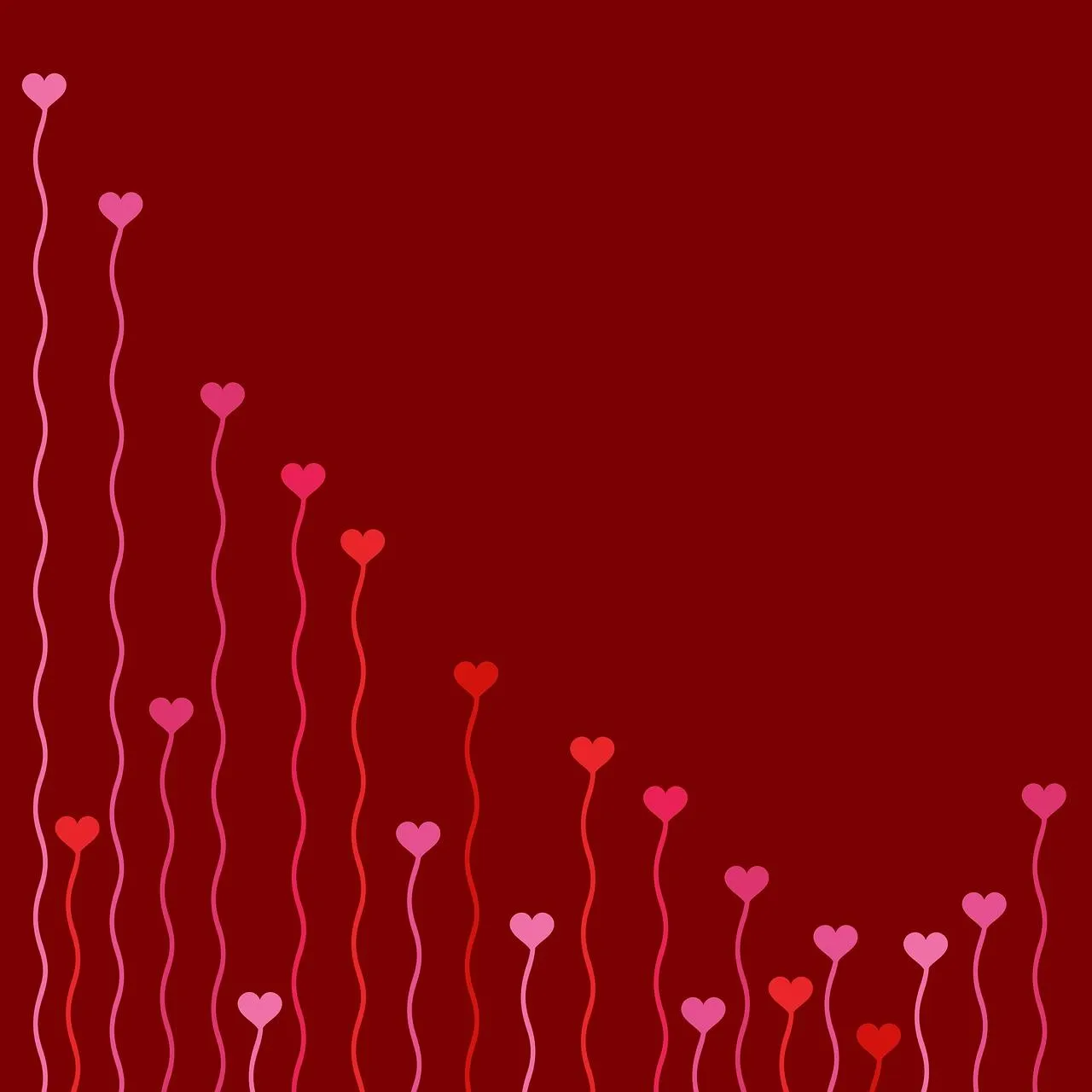 Red Hearts Rising Up in Romantic Valentine Art Wallpaper