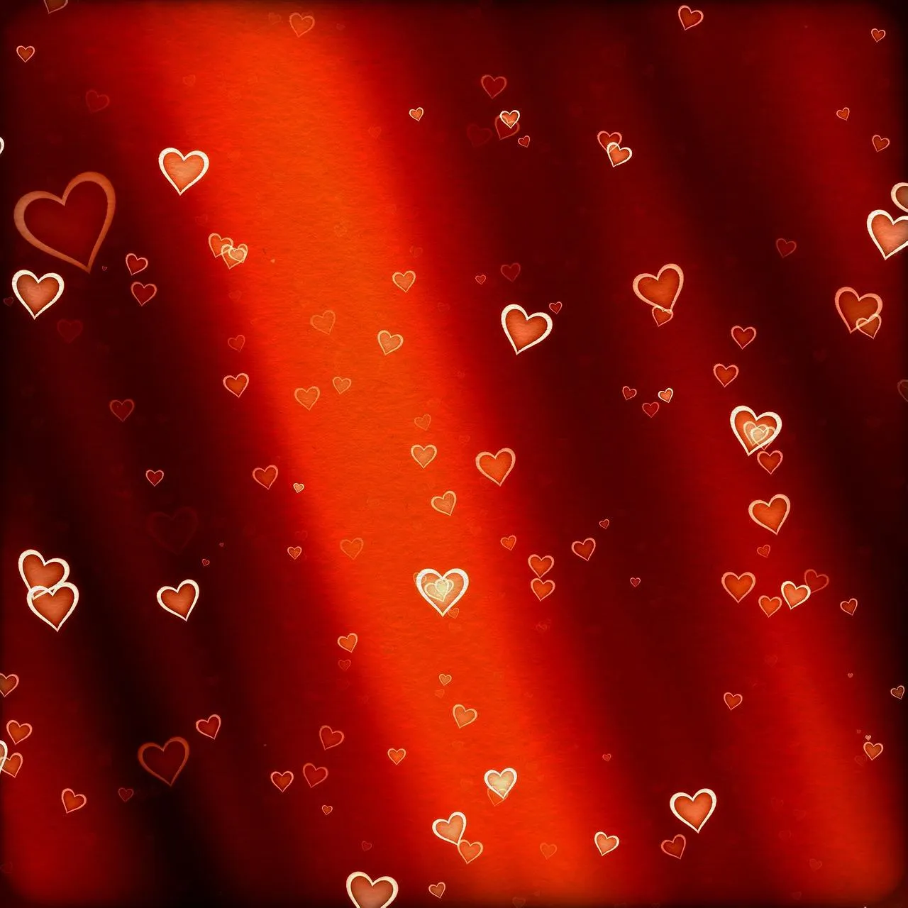 Red Light Trail with Floating Tiny Heart Shapes Wallpaper