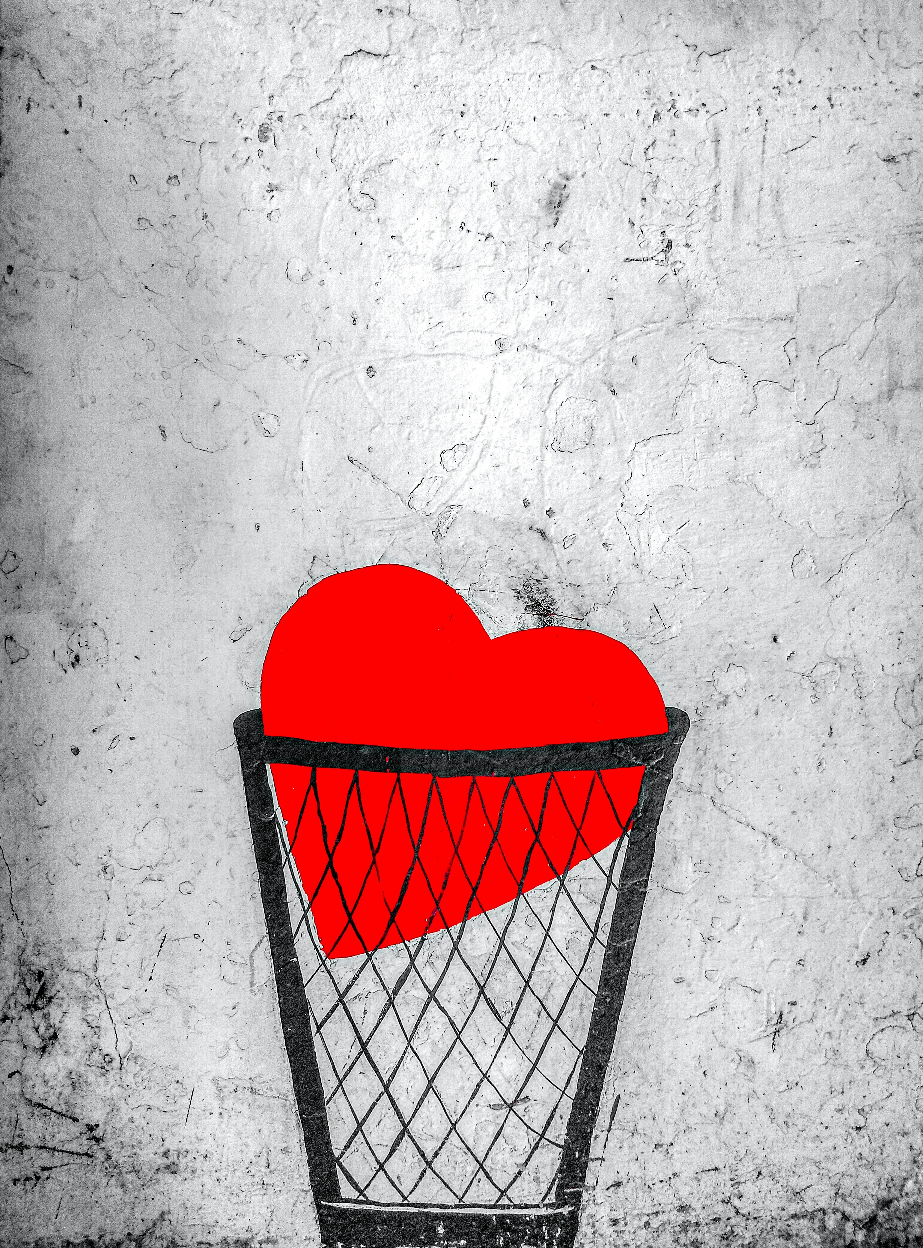 Red Paper Heart in Basket Symbolizing Pure Love Wallpaper