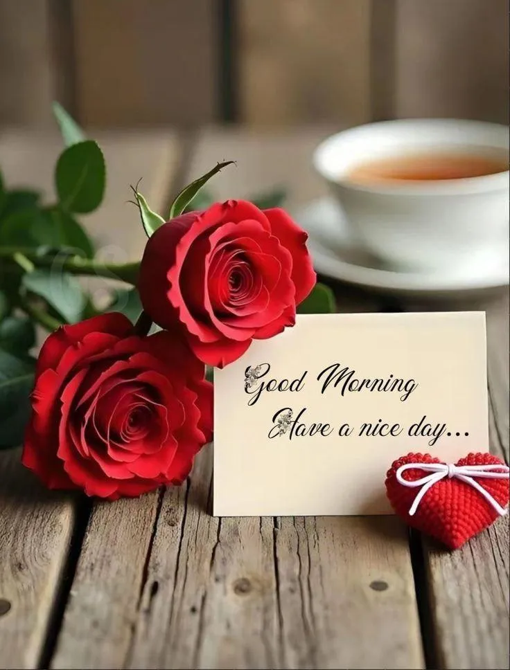 Red Rose Beside a Coffee Cup with Sweet Message Image