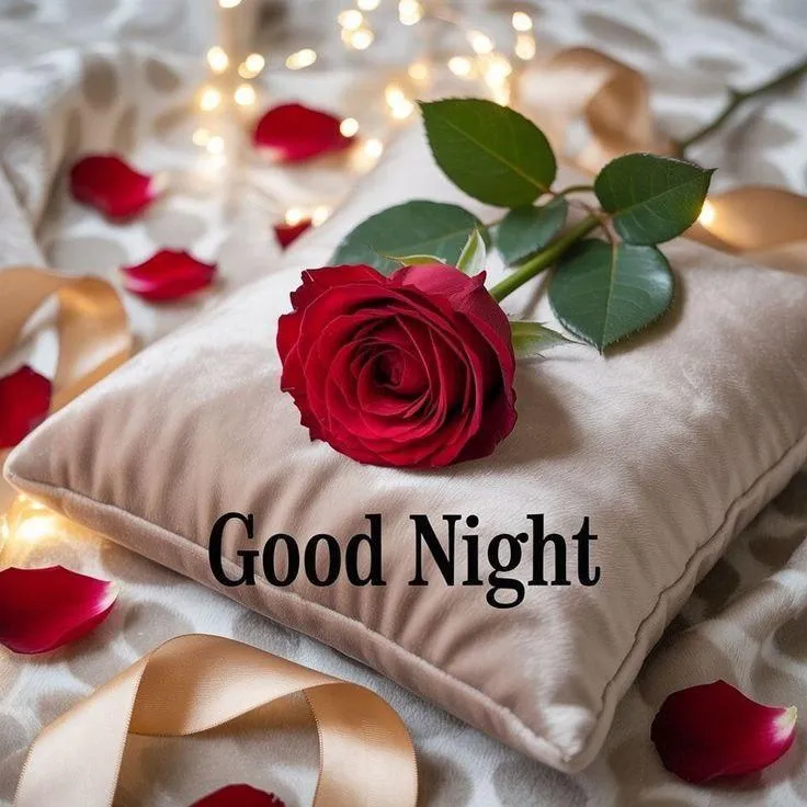 Red Rose on Fabric Beside Breakfast with Greeting Image