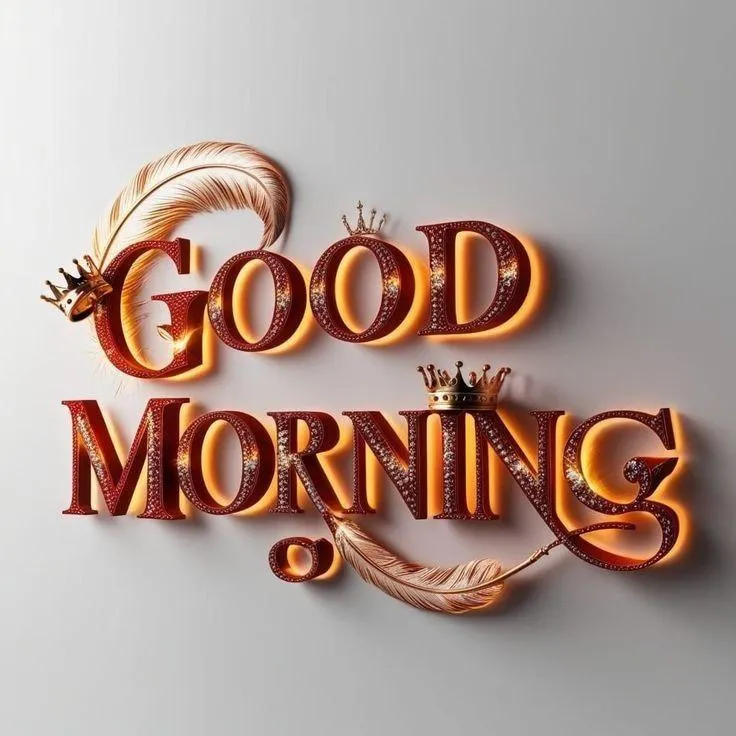 Retro 3D Styled Orange Good Morning Text Greeting Wallpaper