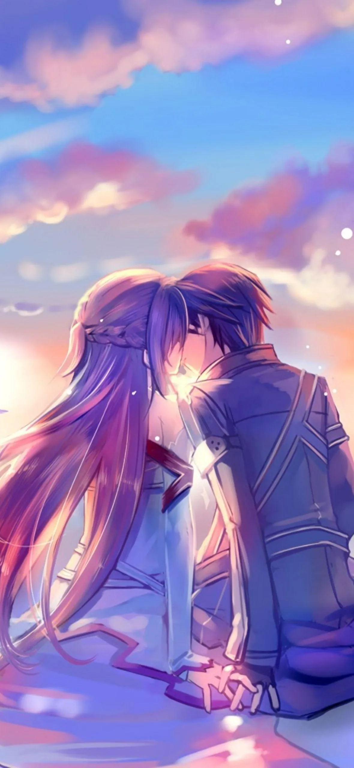 Romantic Anime Couple Sharing Tender Moment Together