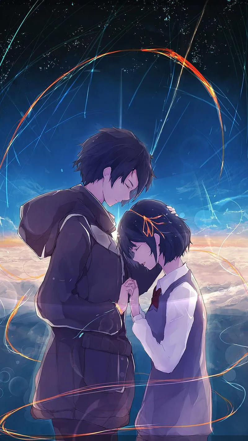 Romantic Anime Style Couple Holding Each Other HD Image