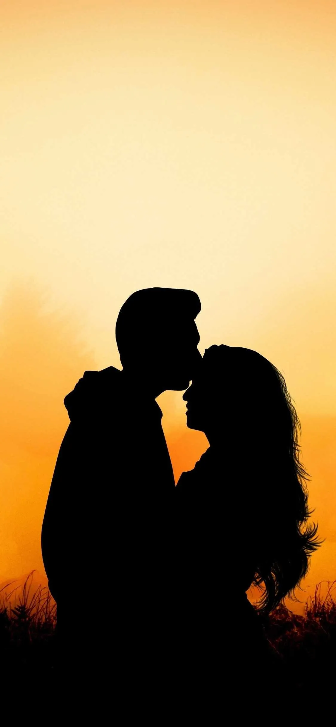 Romantic Couple Silhouette at Sunset Love Moment Photography