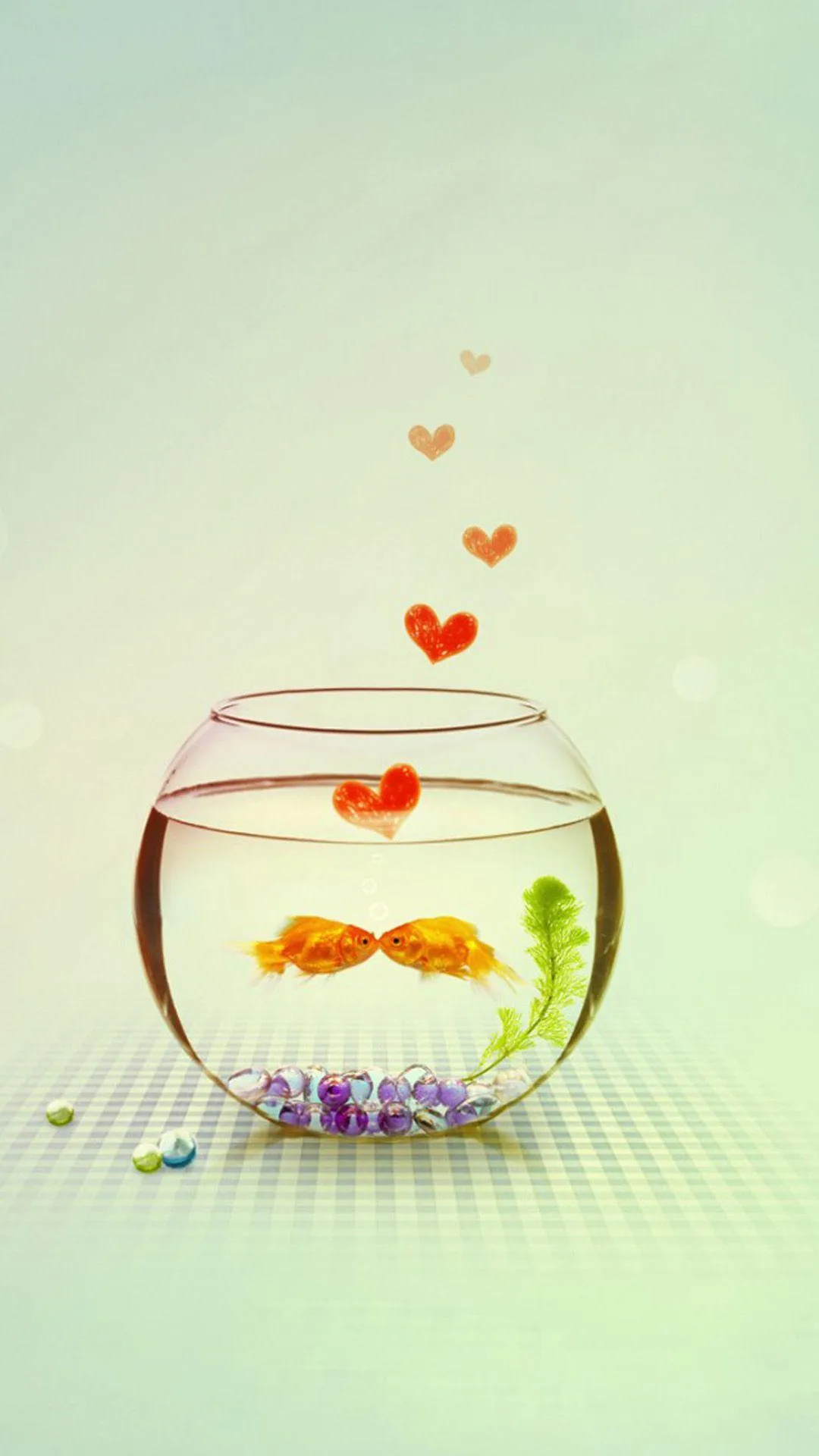 Romantic Goldfish Depicting Unique Love Story Wallpaper