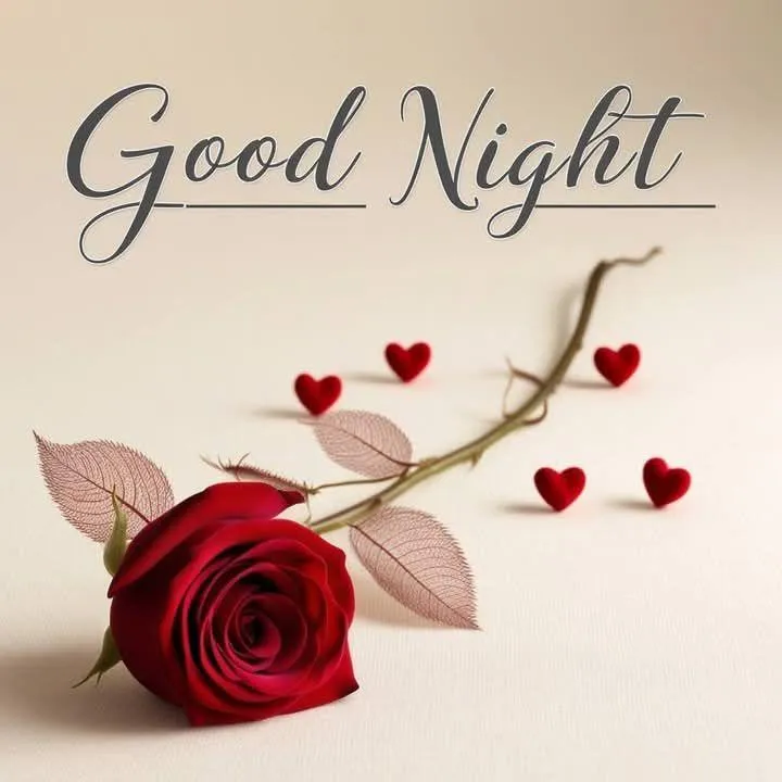 Romantic Good Night with Rose and Heart Decorations