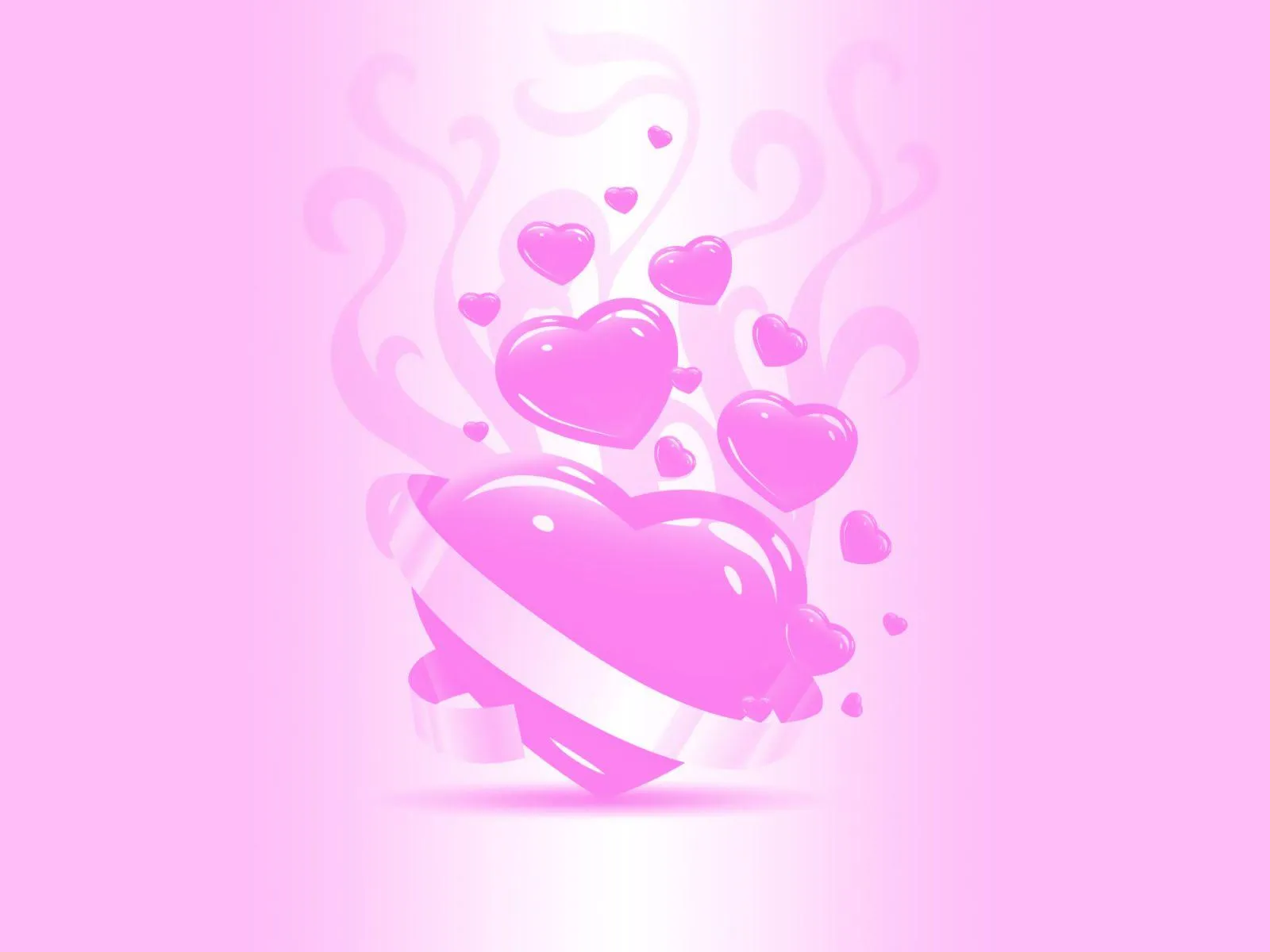 Romantic Pink Background with Floating Hearts Wallpaper