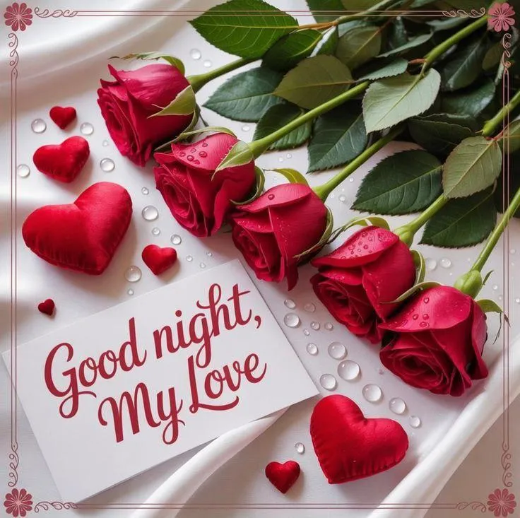 Romantic Red Hearts and a Loving Good Night Message