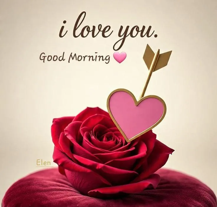 Romantic Rose with I Love You Good Morning Message