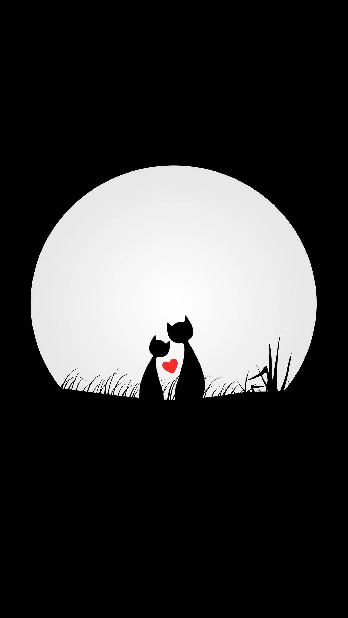 Romantic Scene of Cat Couple Under Full Moonlight Image