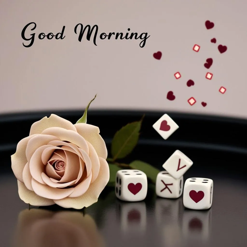 Rose and Dice Theme with Love for a Thoughtful Morning