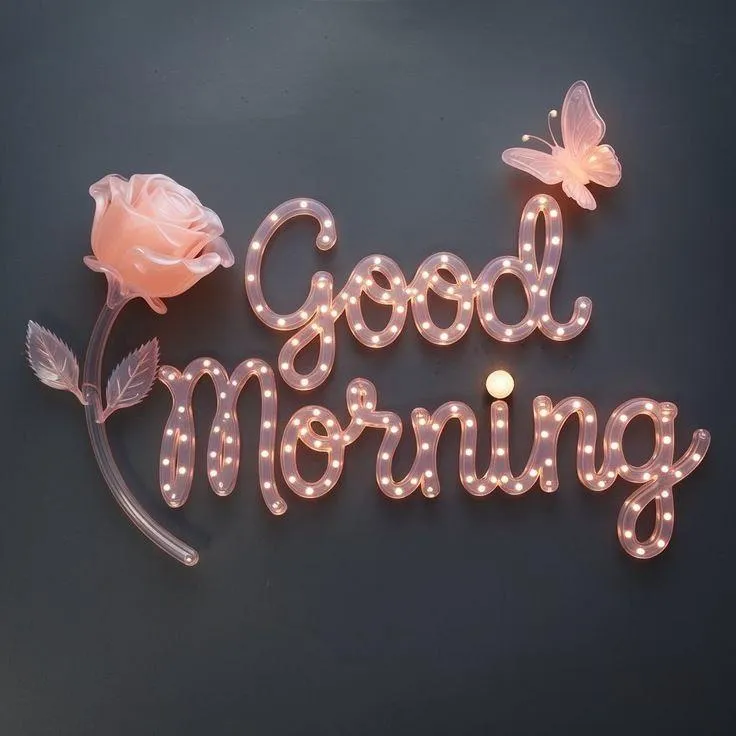Rose Gold Styled Good Morning on Dark Background Image
