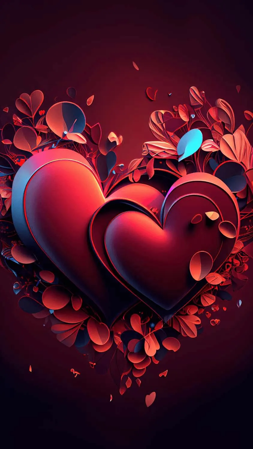 Shiny Red Heart Romantic Love Wallpaper Art Background