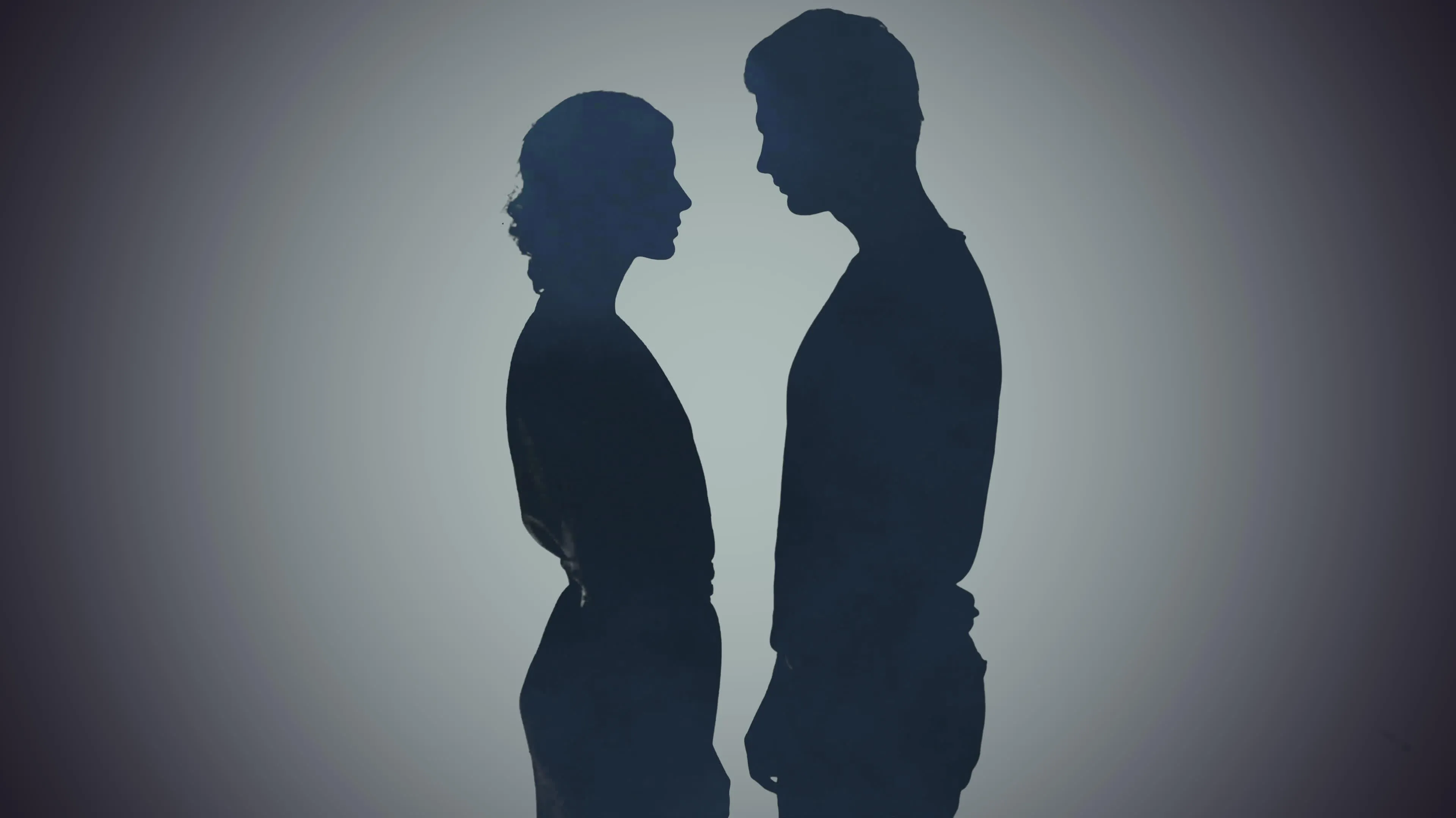 Silhouette Couple Facing Each Other Showing Romance Image