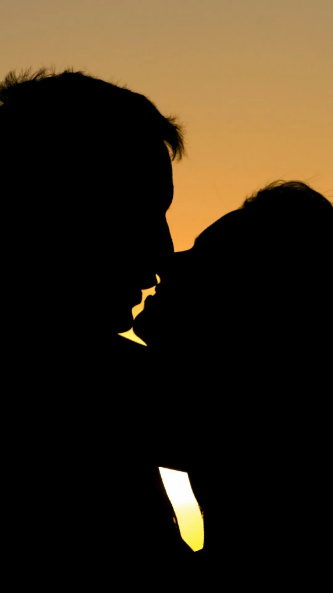 Silhouette Couple Sharing an Intimate Loving Kiss HD