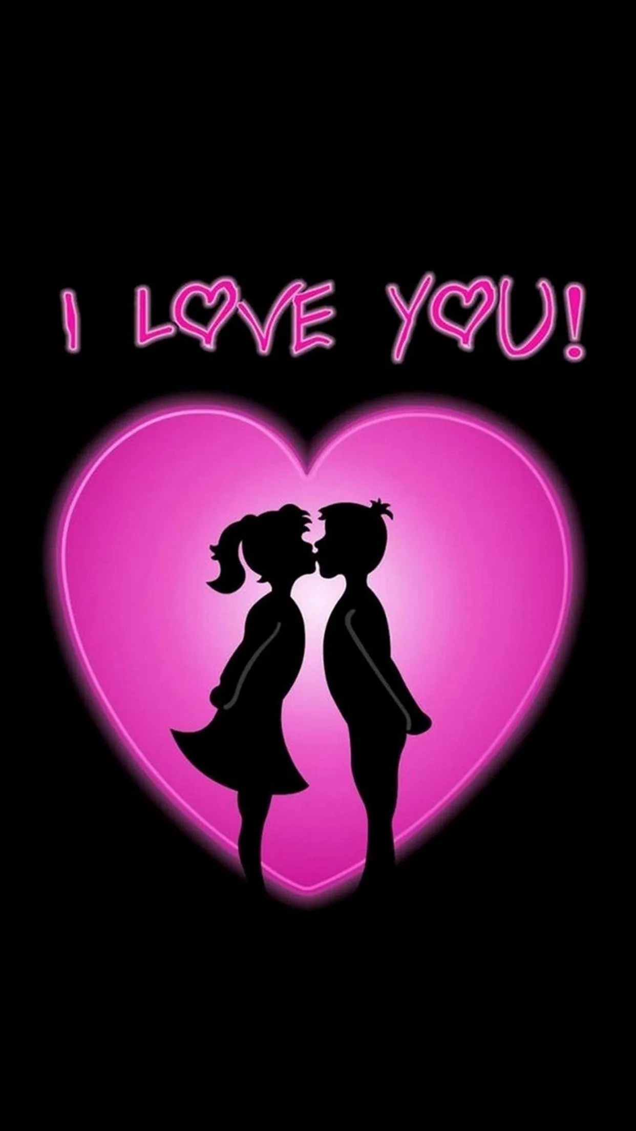 Silhouette Kiss Showing Deep Romantic Emotion with Text