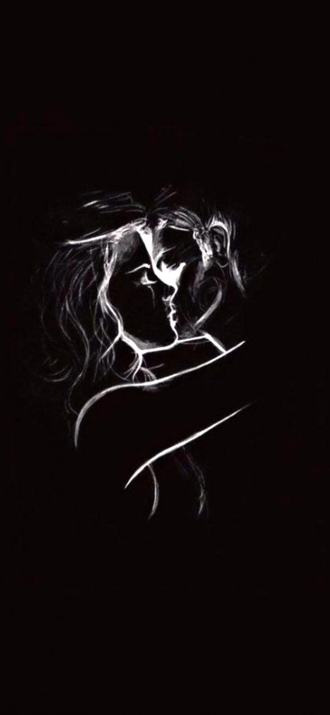 Silhouette of Lovers sharing a Romantic Moment in Dark