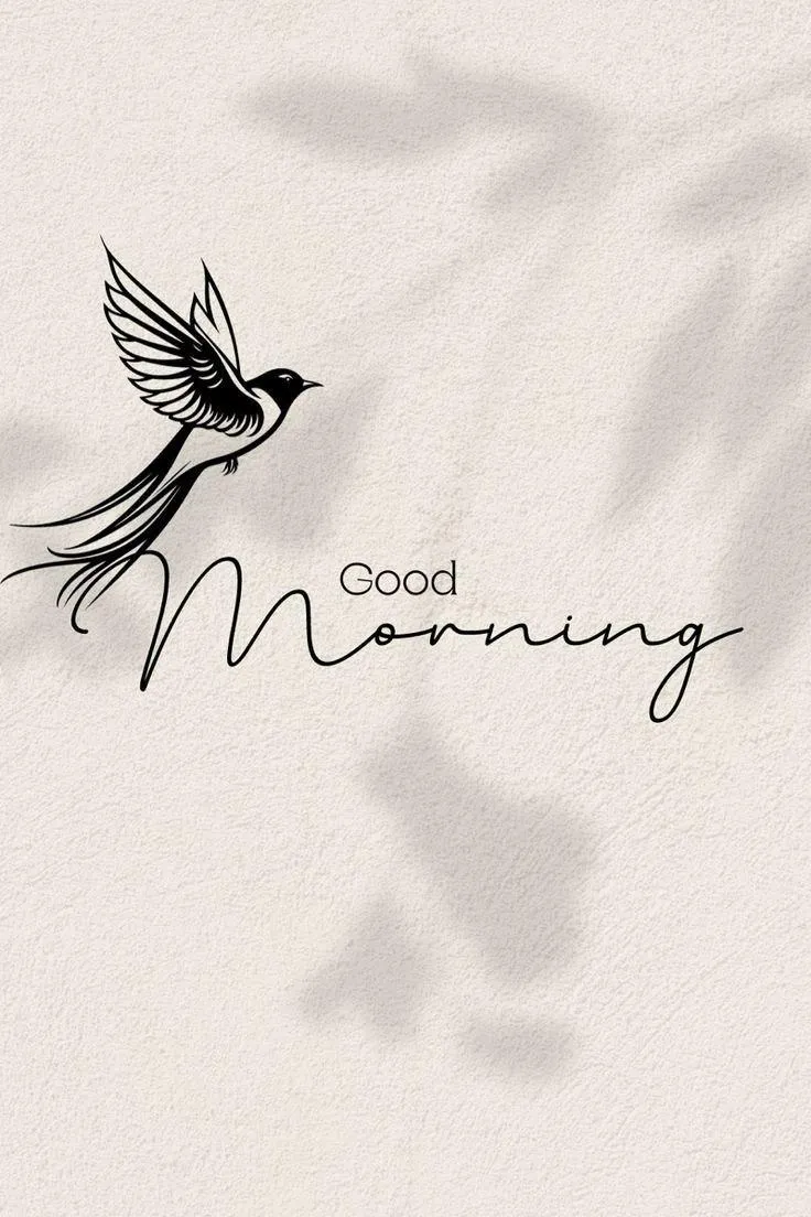 Simple Feather Art with Elegant Good Morning Text