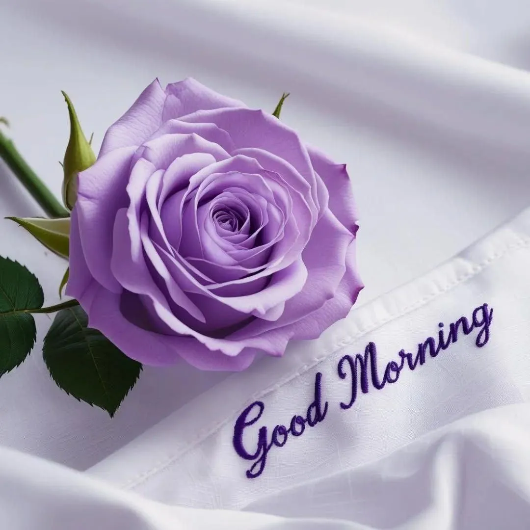 Single Lavender Rose with Scripted Good Morning Message
