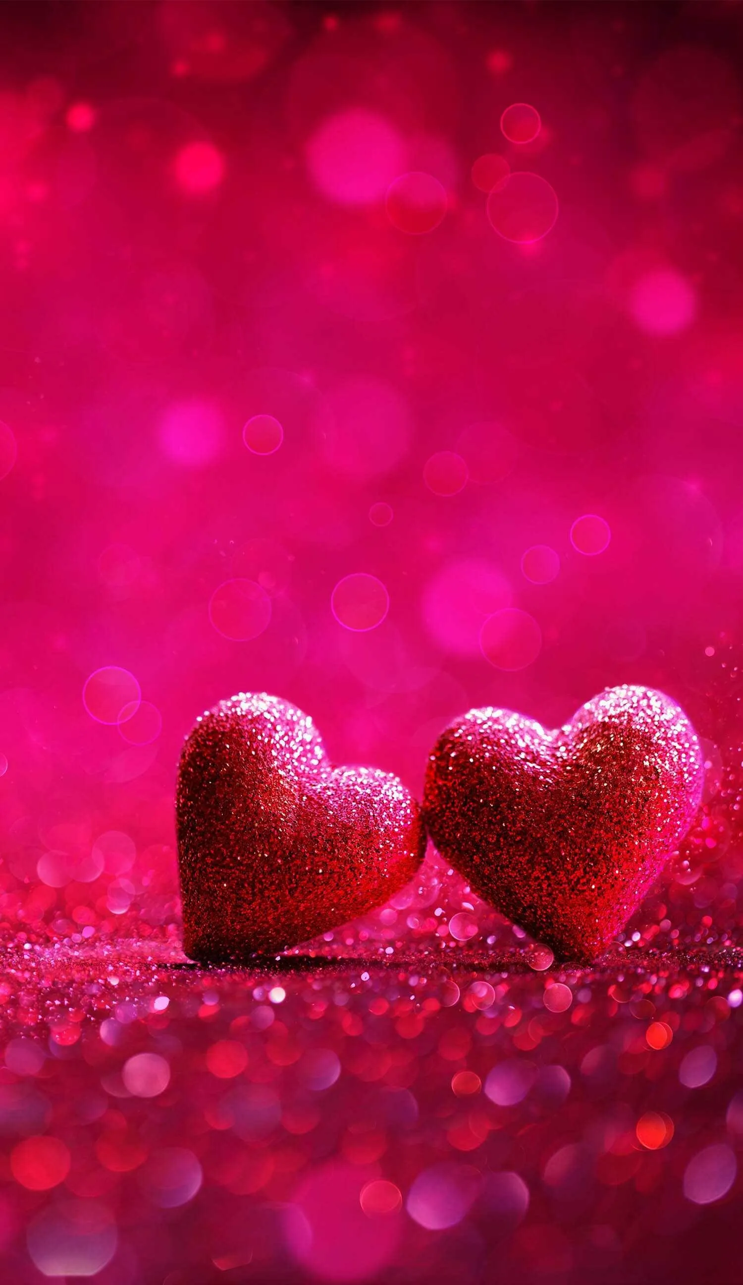 Sparkling Pink Hearts with Romantic Glow Wallpaper