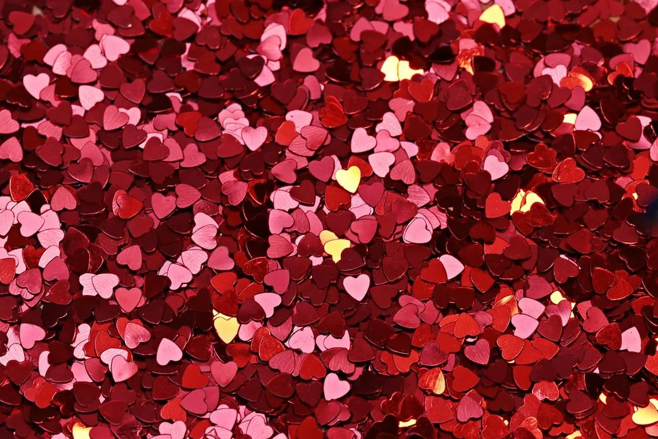 Sparkling Red Hearts Background of Pure Romance Wallpaper