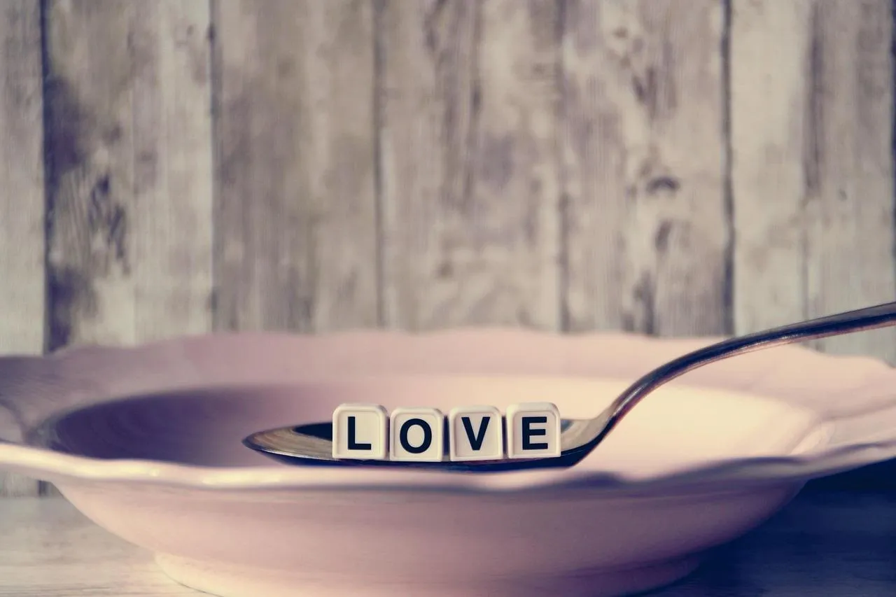 Spoonful of Love with Letters on Plate for Romantic Mood