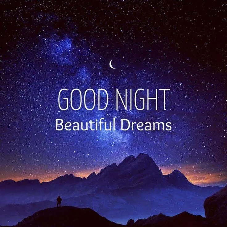 Starry Night Landscape with Good Night Beautiful Dreams