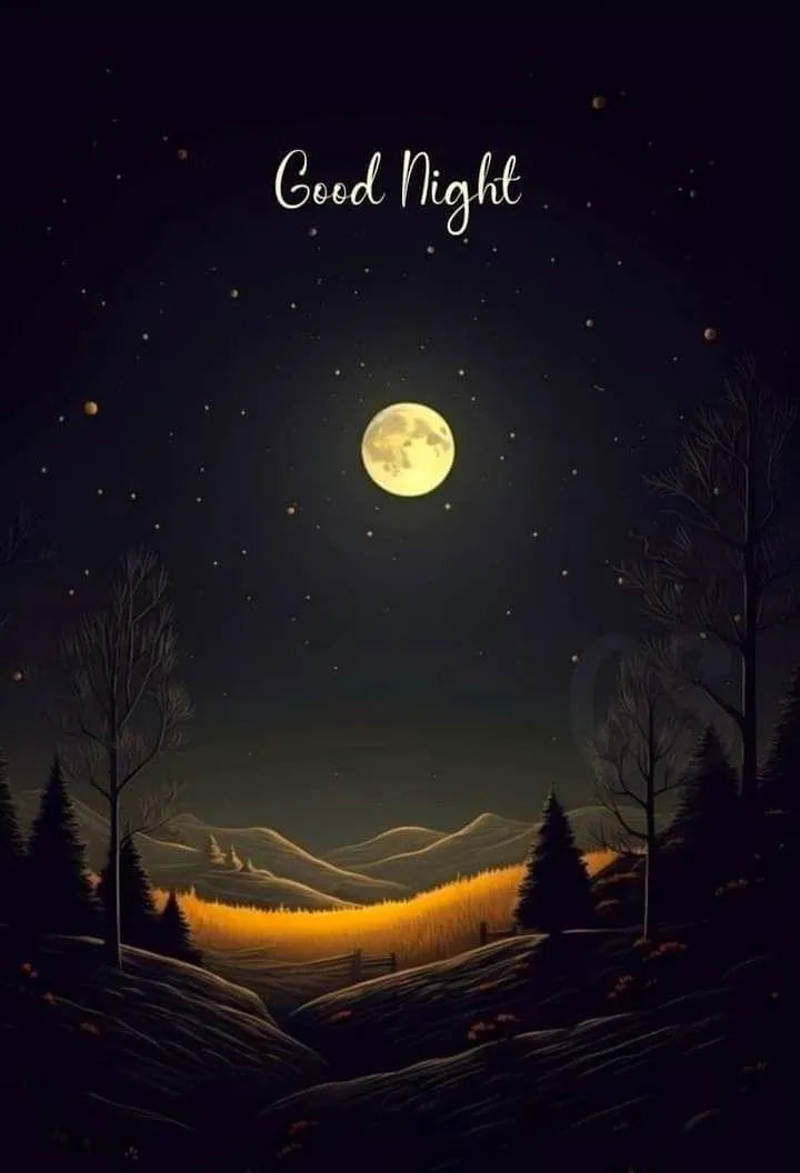 Starry Sky and Moonlight Sending Peaceful Good Night