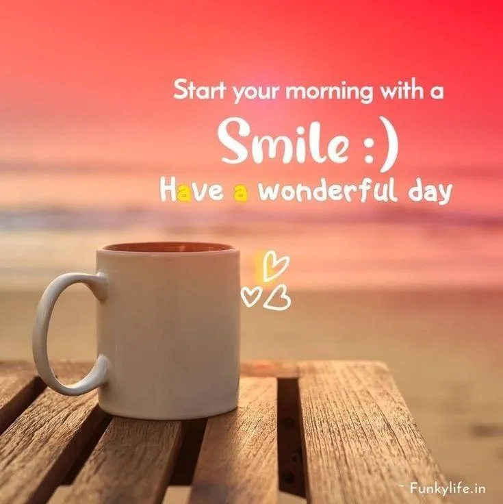 Start Your Morning with Smile and Coffee on Wooden Table