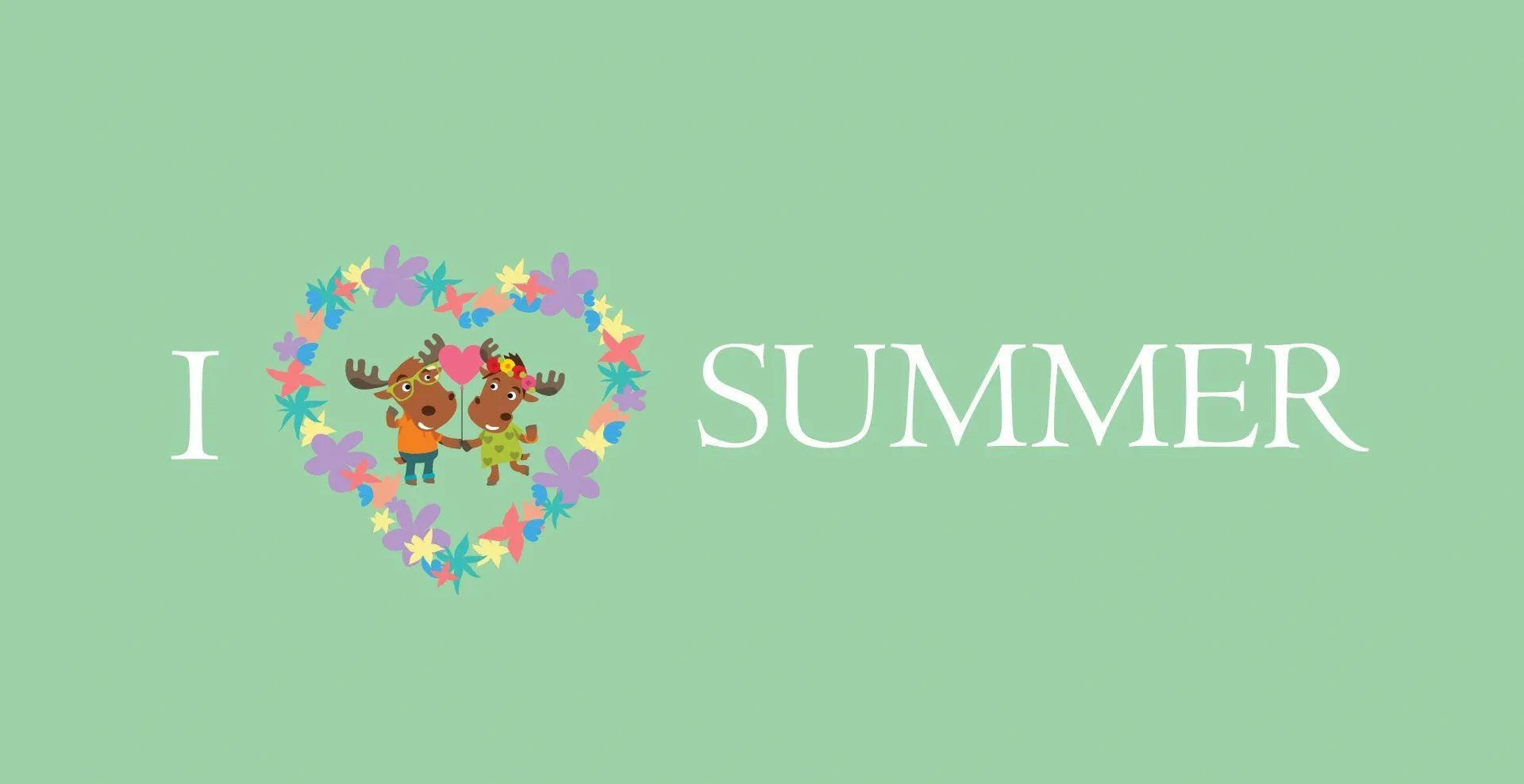 Summer Love Concept with Heart Shaped Design Wallpaper