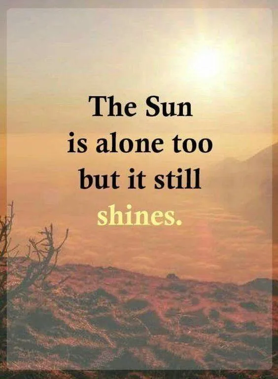 Sun Alone Quote with Brown Sky and Ocean Background