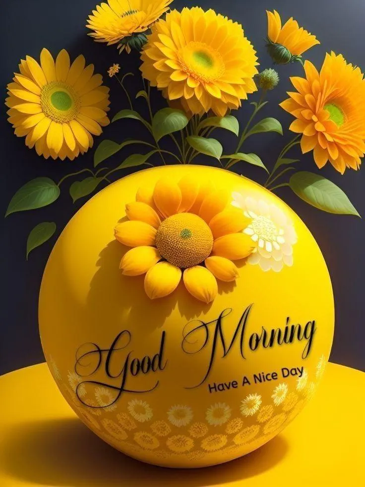 Sunflower Bouquet with Warm Morning Greeting Wallpaper