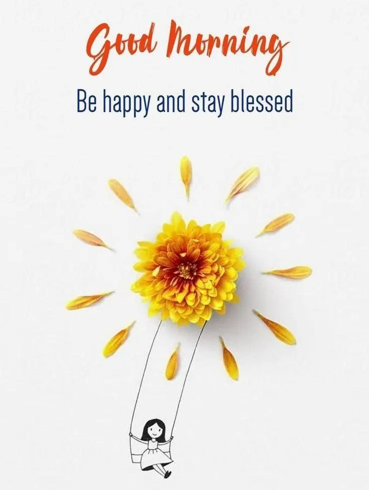 Sunflower with Radiating Light and Bright Morning Text