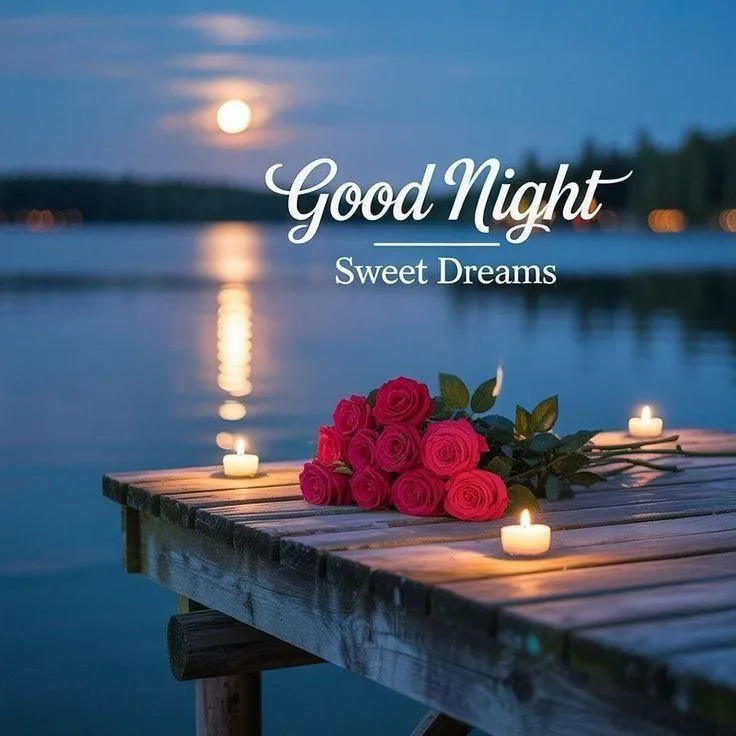 Sunset By Lake Image with Relaxing Night Message Wallpaper