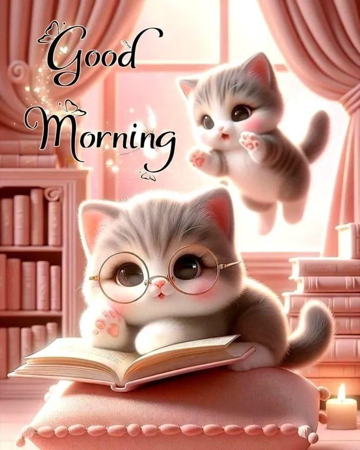 Sweet Cat with Book Inspires a Cozy Morning Read Wallpaper