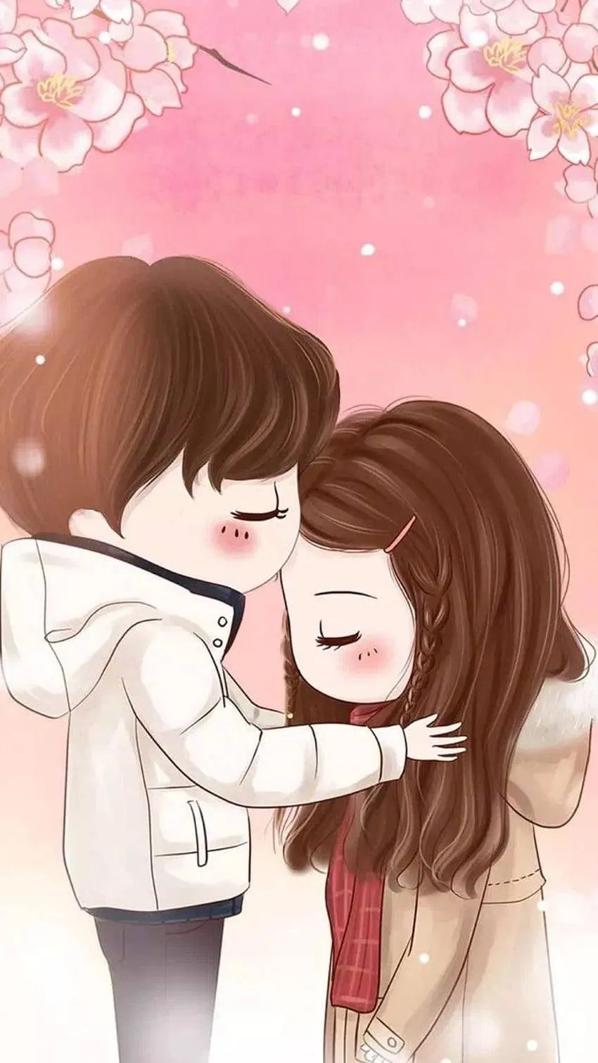 Sweet Couple Hug Love Background Illustration Wallpaper