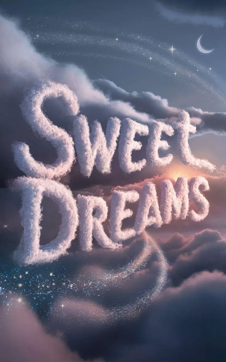 Sweet Dreams Message with Soft Stars and Moonlight
