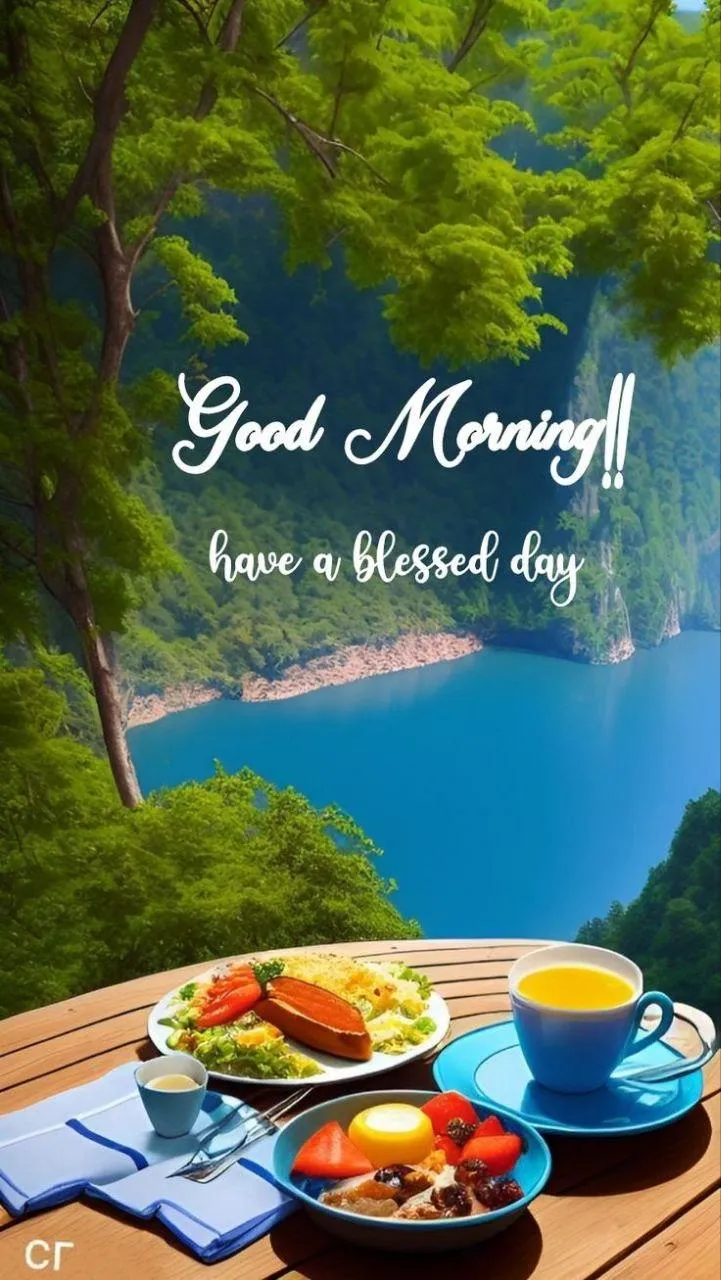 Tea and Biscuits with Scenic Morning Breakfast Theme