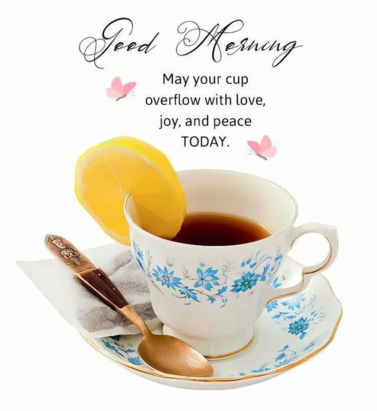 Tea and Lemon with Floral Vibes for Good Morning Image