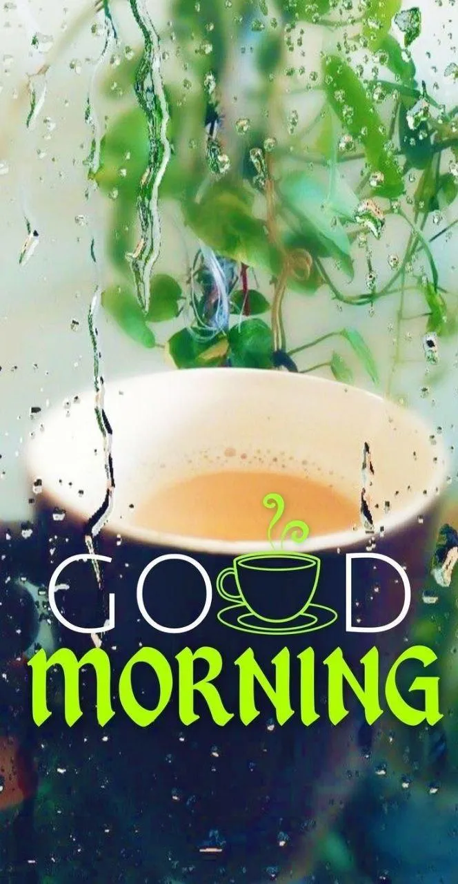 Tea Cup with Lemon and Green Morning Nature Scene Image