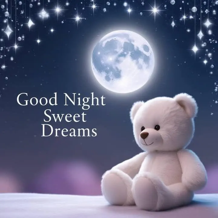 Teddy Bear and Stars with Good Night Dreams Text Wallpaper