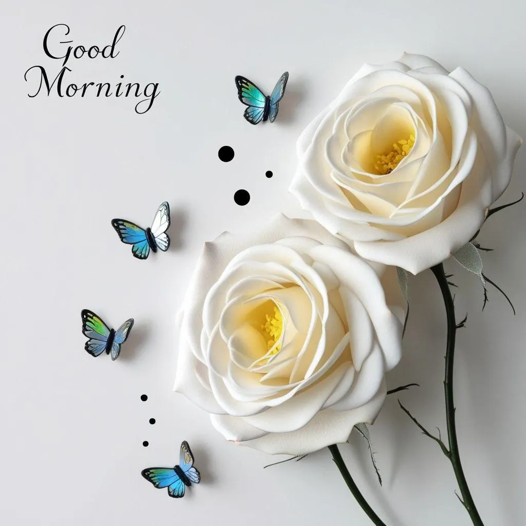 Three White Roses Welcome a Peaceful Mindful Morning